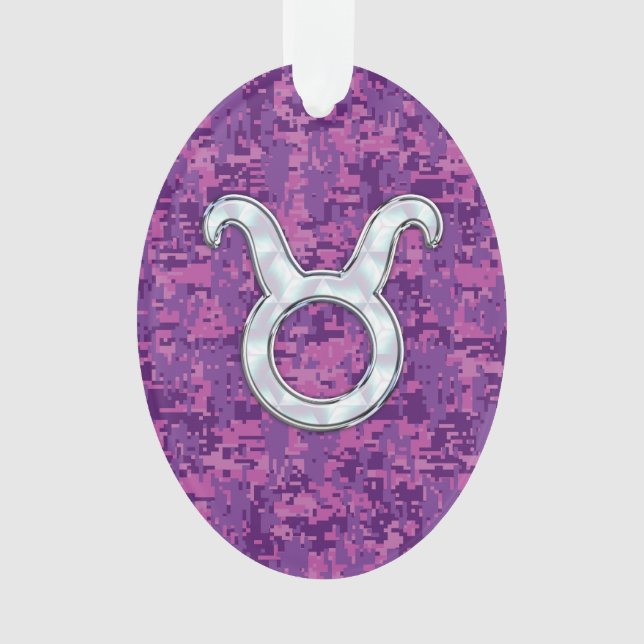 Pearl Like Taurus Zodiac Sign Fuchsia Digitale Cam Ornament (Vorderseite)