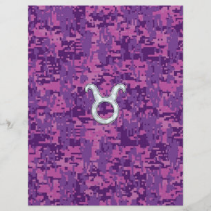 Pearl Like Taurus Zodiac Symbol on Digital Camo