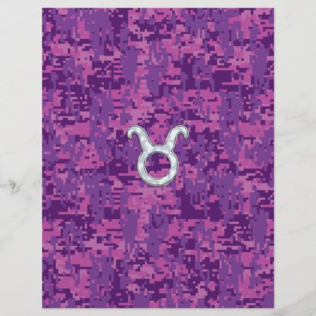 Pearl Like Taurus Zodiac Symbol on Digital Camo (Vorderseite)