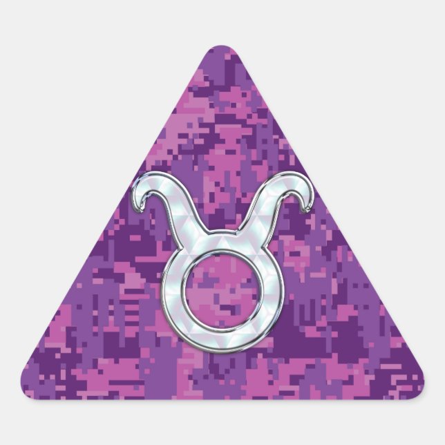 Pearl Like Taurus Zodiac Symbol on Digital Camo Dreieckiger Aufkleber (Vorderseite)