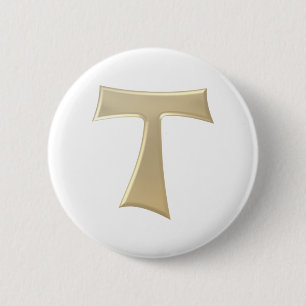 Pearl Look Franciscan Tau Cross Button
