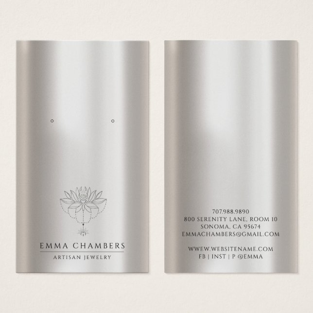 Pearl Lotus Blume Earring Juwelier Display Cards (Vorne & Hinten)