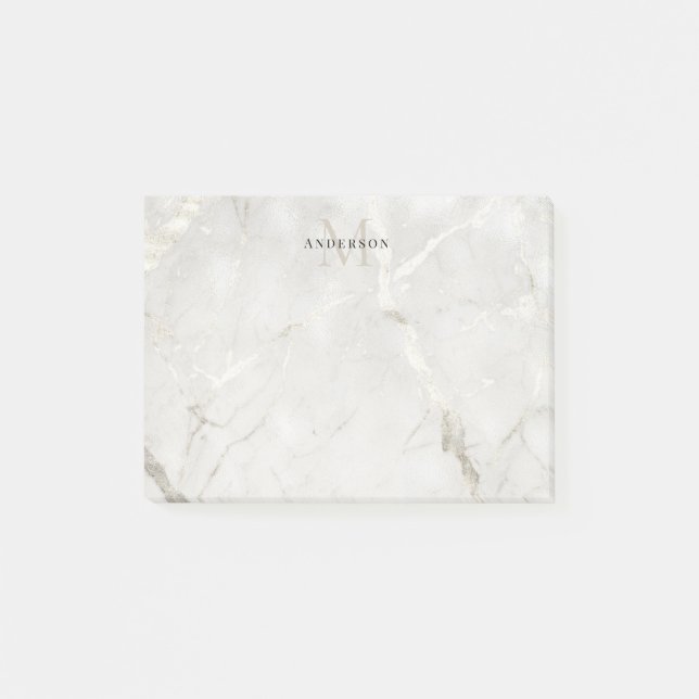 Pearl Marble Masculine Doppelmonogramm Post-it Klebezettel (Vorderseite)