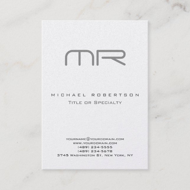 Pearl Modern Monogram White Clean Business Card Visitenkarte (Vorderseite)