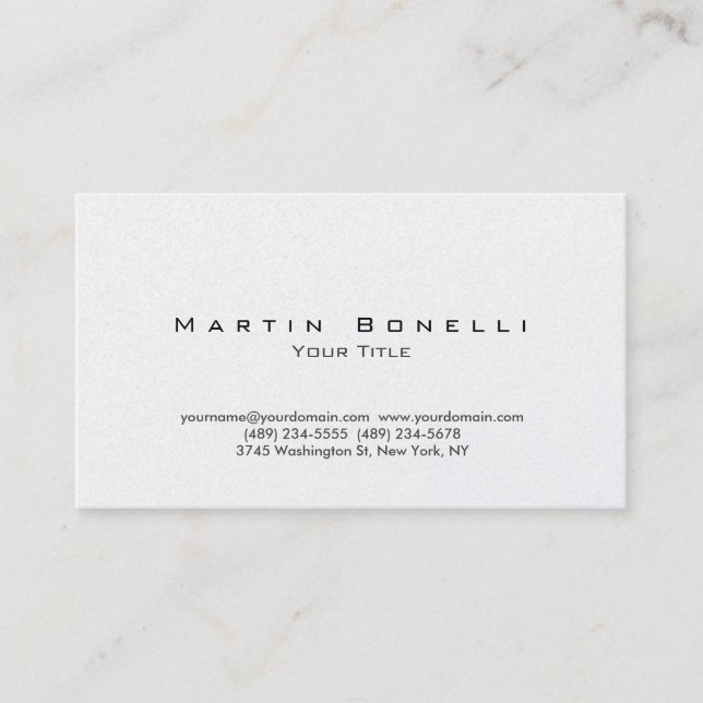 Pearl Modern Schlicht Simple Trendy Business Card Visitenkarte (Vorderseite)
