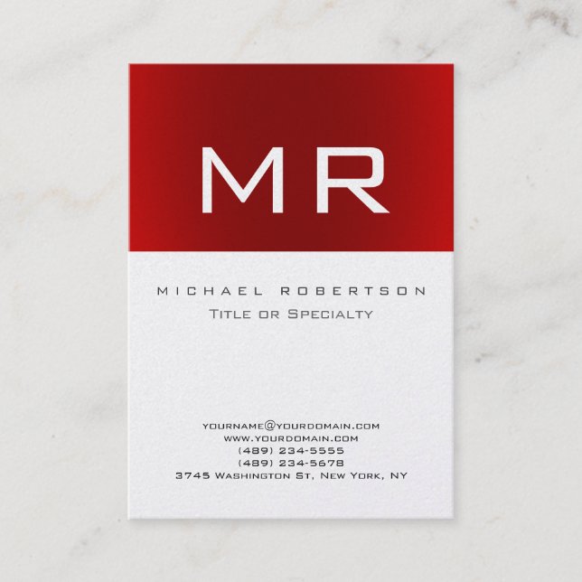 Pearl Monogram Red Striping Clean Business Card Visitenkarte (Vorderseite)