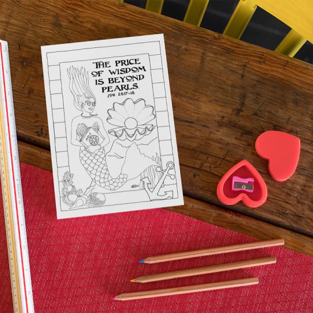 Pearl of Wisdom Mermaid Coloring Postcard (Von Creator hochgeladen)