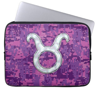 Pearl Pink Taurus Zodiac Sign auf der digitalen Ca Laptopschutzhülle