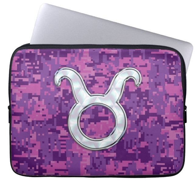Pearl Pink Taurus Zodiac Sign auf der digitalen Ca Laptopschutzhülle (Vorderseite)