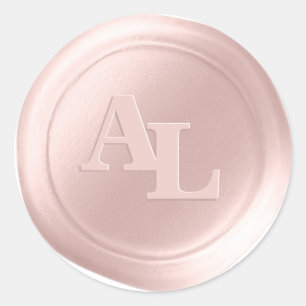 Pearl Pink Wax Siegel Monogram Wedding Stickers
