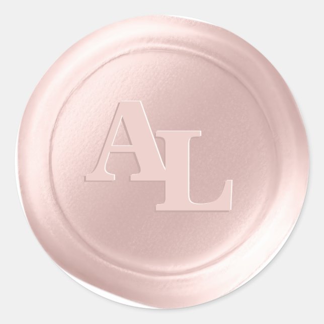 Pearl Pink Wax Siegel Monogram Wedding Stickers (Vorderseite)