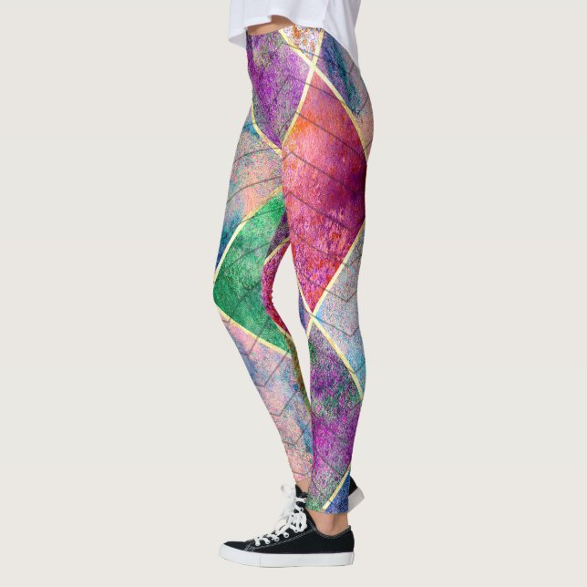 Pearl Rainbow Gefärbte Krawatte Harlequin Herringb Leggings (Links)