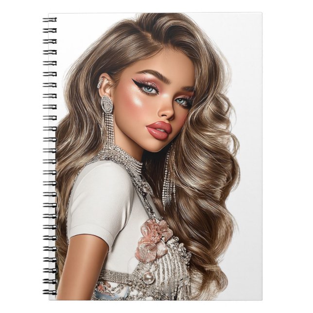 Pearl & Rhinestone Glam Girl Spiral Photo Notebook Notizblock (Vorderseite)