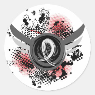 Pearl Ribbon and Wings Lungenkrebs Runder Aufkleber