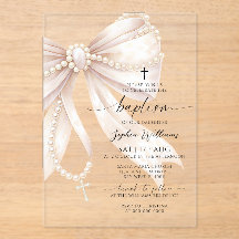 Pearl Rosary Bow Baptism