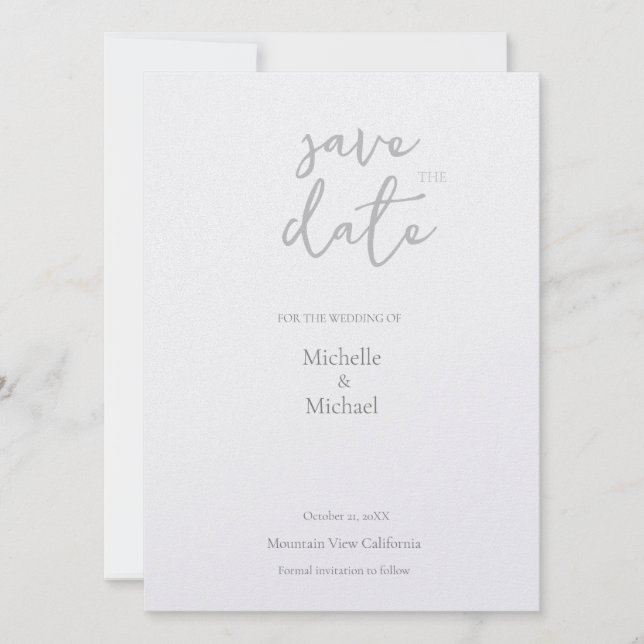 Pearl Shimmer Hochzeit Minimalistisch modern Save The Date (Vorderseite)