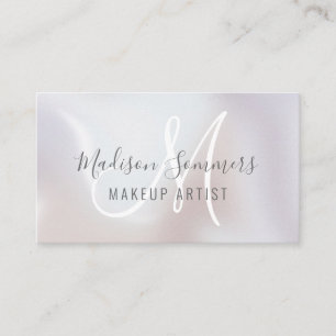 Pearl Shimmer Monogram Makeup Artist Business Card Visitenkarte