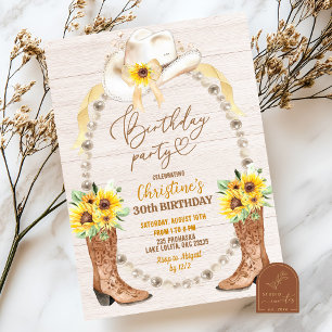 Pearl Sonnenblumen Stiefel Geburtstag Einladung