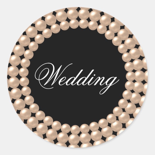 Pearl Strings Jeweled Wedding Sticker (Vorderseite)