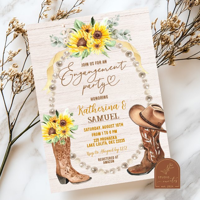 Pearl Sunflower Boots Einladung zur Engagement Par (Von Creator hochgeladen)