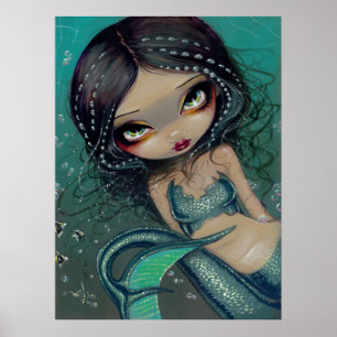 Pearl Swirl Mermaid ART PRINT Big Mit Augen Mermai Poster