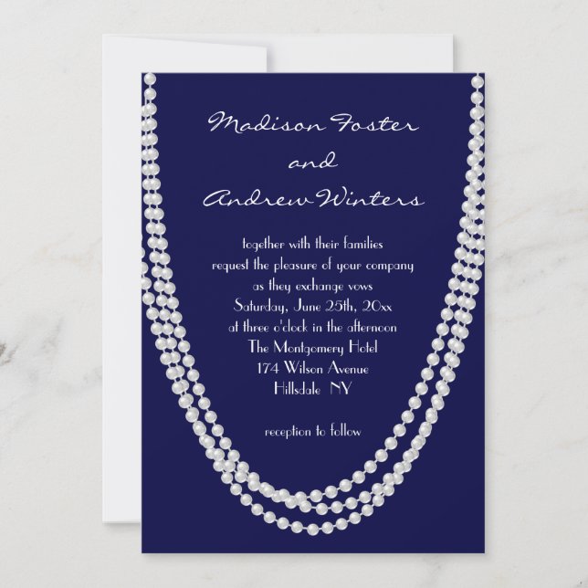 Pearl Wedding Invitation - blau Einladung (Vorderseite)