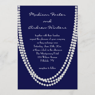 Pearl Wedding Invitation - blau Einladung