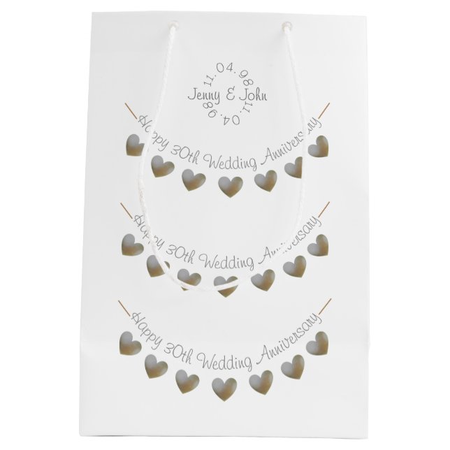 Pearl Wedding Jubiläumsgeschenktasche Mittlere Geschenktüte (Rückseite)
