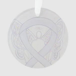 Pearl White Awareness Ribbon Angel Ornamente