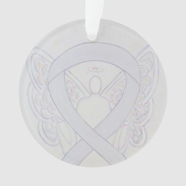 Pearl White Awareness Ribbon Angel Ornamente (Vorderseite)