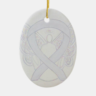 Pearl White Awareness Ribbon Engel Ornament