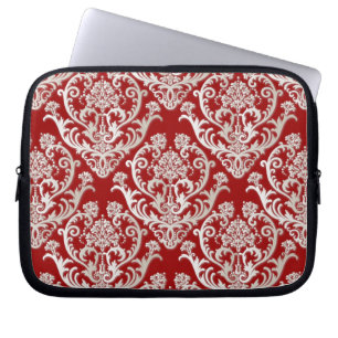 Pearl White Damask Muster Laptopschutzhülle