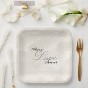 Pearl White Glam Liebe immer Hochzeit Pappteller