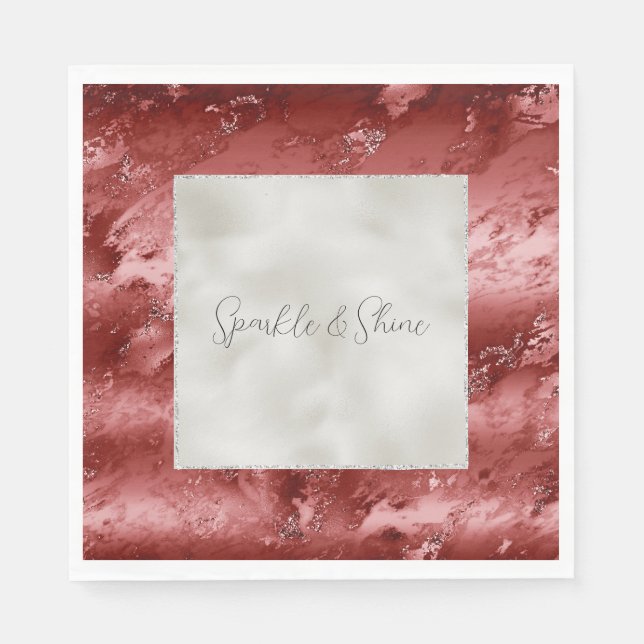 Pearl White Glitzer Red Marble Ombre Serviette (Vorderseite)