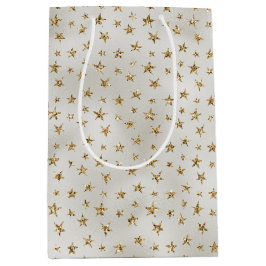 Pearl White Gold Glitzer Sparkle Stars Mittlere Geschenktüte