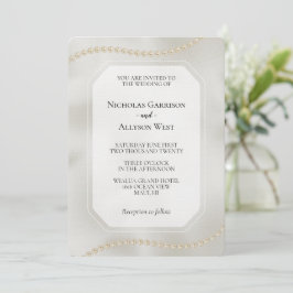 Pearl White Luxe Wedding Einladung