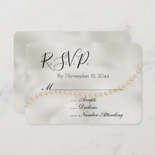 Pearl White Luxe Wedding RSVP Begleitkarte