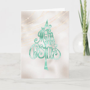 Pearl White Mint Green Christmas Tree Karte