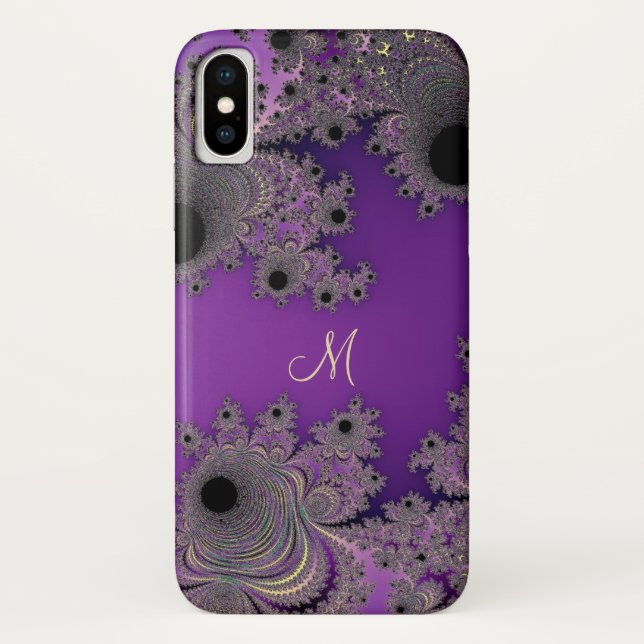 Pearlescent lila Fraktal-Monogramm iPhone Kasten Case-Mate iPhone Hülle (Rückseite)