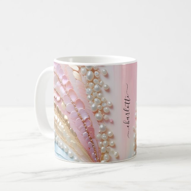 Pearlescent Pearls Muscheln Kaffeetasse (Vorderseite Links)