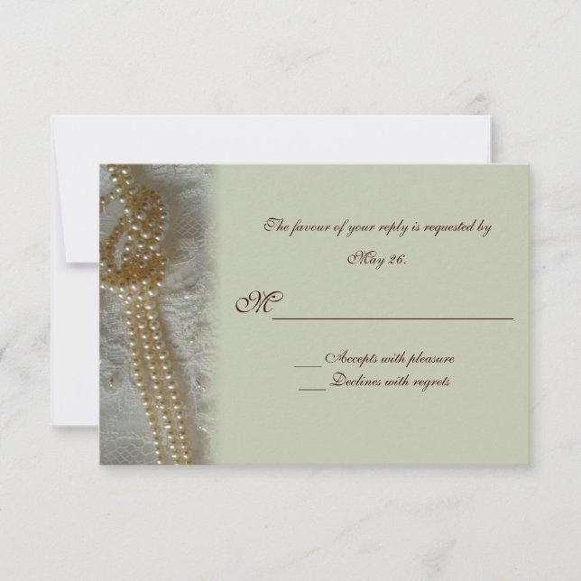 Pearls and Lace RSVP Card (Vorderseite)