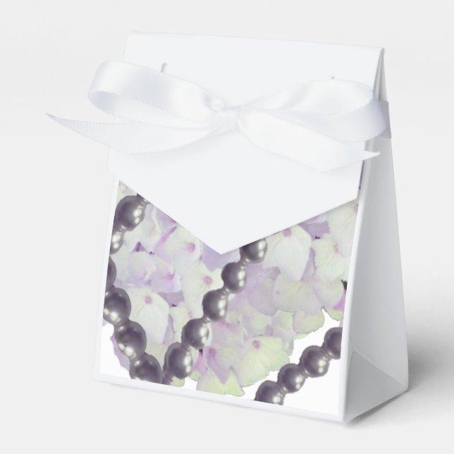 Pearls and Mauve Hydrangeas Favor Box Geschenkschachtel (Vorderseite)