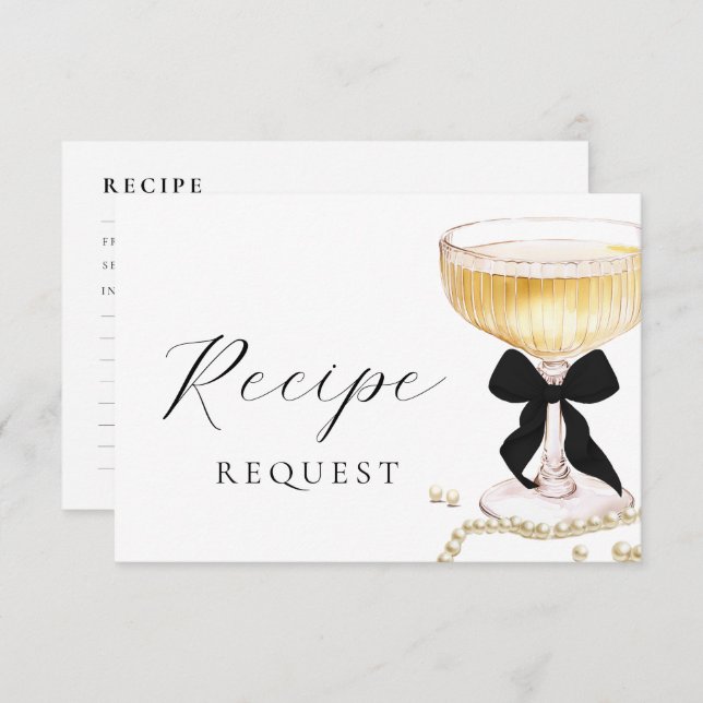 Pearls and Prosecco Black Bow Recipe Request Begleitkarte (Vorne/Hinten)