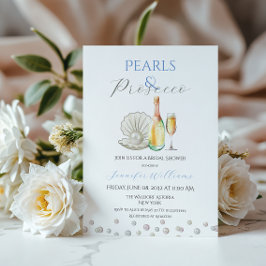 Pearls and Prosecco Blue Theme Brautparty Einladung