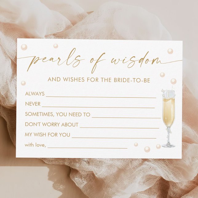 Pearls and Prosecco Brautparty Advice Card Einladung (Von Creator hochgeladen)
