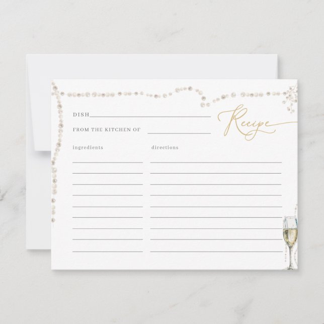 Pearls and Prosecco Brautparty Rezept Card (Vorderseite)