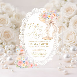 Pearls and Prosecco Floral Garden Bridal Shower Acryleinladungen