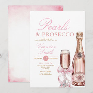 Pearls and Prosecco Necklace Bow Brautparty Einladung