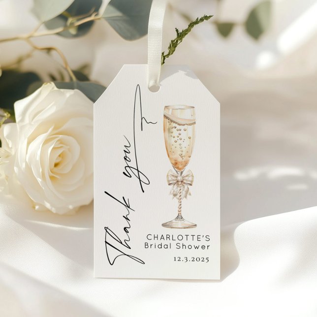 Pearls and Prosecco Pearl bow bridal Danke Geschenkanhänger (Von Creator hochgeladen)