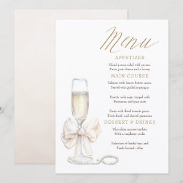 Pearls and Prosecco Whimsical Chic Menu Cards Menükarte
